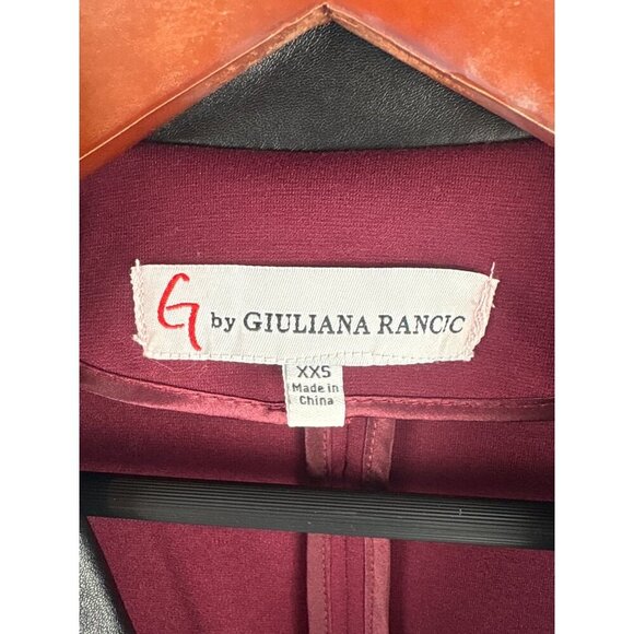G By Giuliana Rancic Burgundy Blazer With Faux Leather Lapel & Pockets  XXS  Pol - Picture 3 of 5